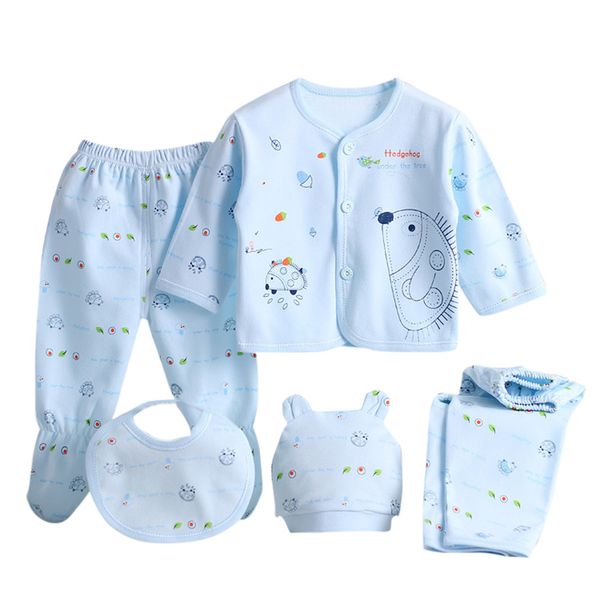 

sagace baby set newborn 0-3 months clothes 5pcs boy girl cartoon long sleeve +hat+pants +bib baby girl pajamas sets, White