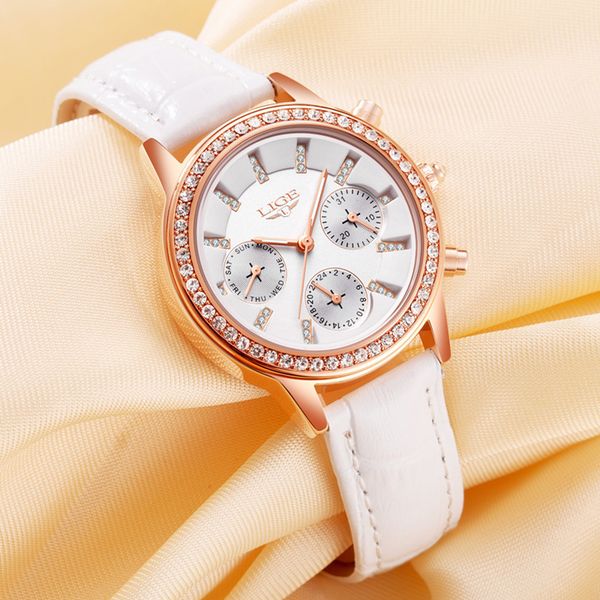 

women watches 2020 girl quartz watch casual leather ladies dress watches women clock white, Slivery;brown
