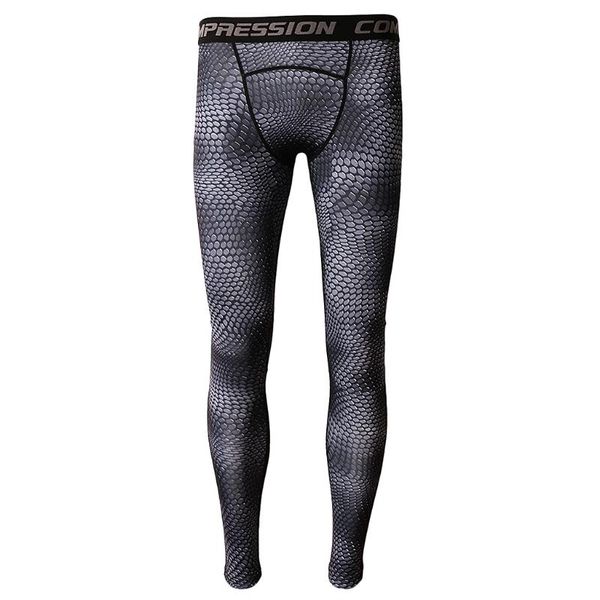 

fashion gray sports compression mens long tights base layer pants leggings bodybuilding running gym bike apparel, Black