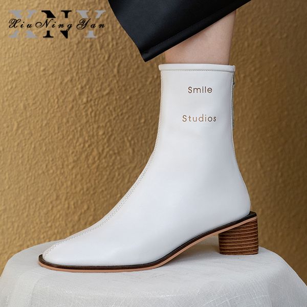 

xiuningyan luxury soft genuine leather women ankle boots female boots sheepskin brand fashion shoes woman footwear 2020, Black