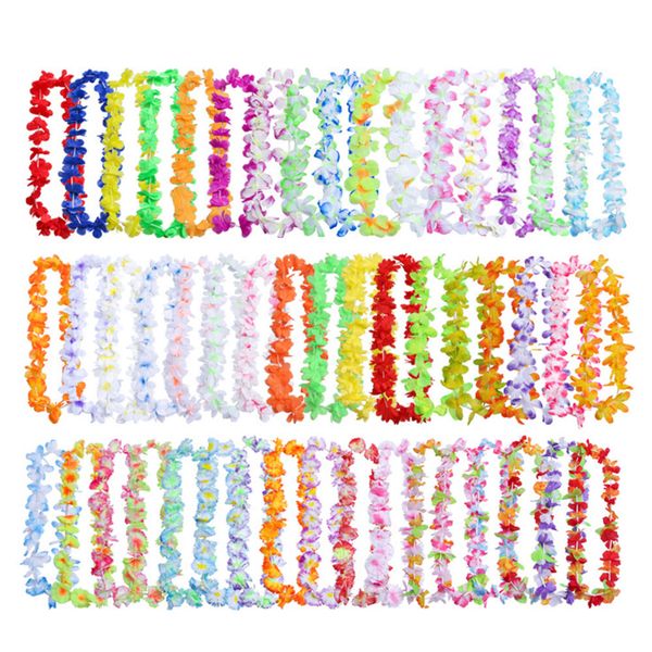 

50pcs/pack colorful ornaments artificial flowers leis beach garland necklace party decor lightweight summer silk cloth fancy