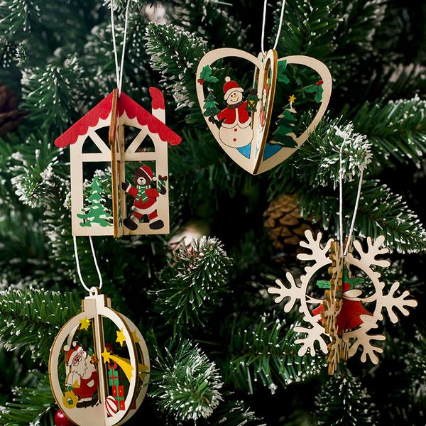 

merry christmas decoration for home ornaments deer wood santa claus elk pendant christmas trees decor tree decorations