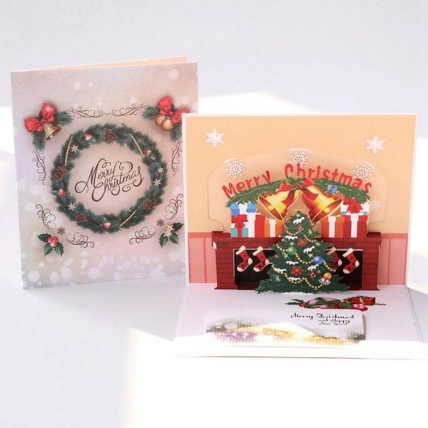 

christmas stereo greeting card 3d christmas tree wish card party invitation greeting 2020