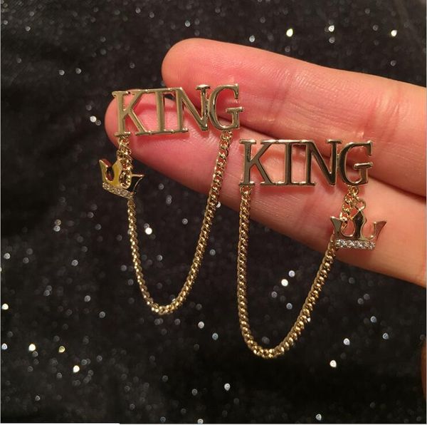 

women alphabet prince king chain tassel earrings, Silver