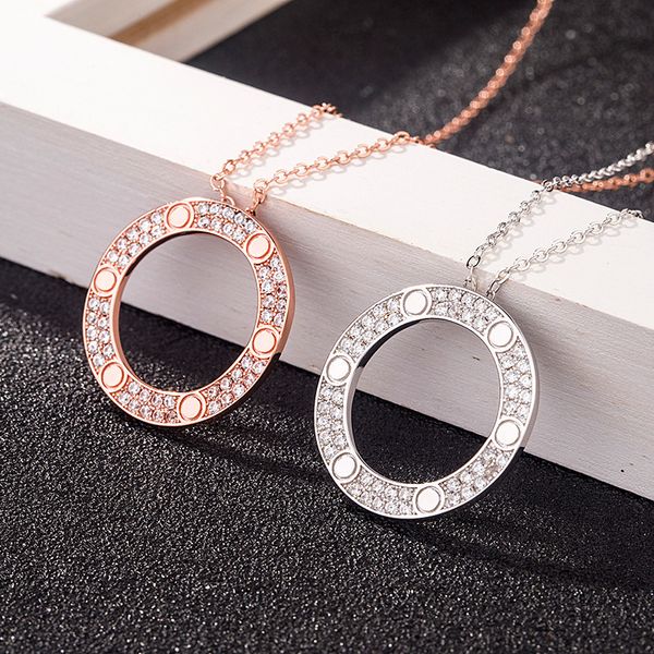 Full CZ Titanium Stahl Liebe Halsketten Anhänger Mode Choker Halskette Frauen Männer Liebhaber Halshälfte Schmuck Geschenk mit Samtbeutel