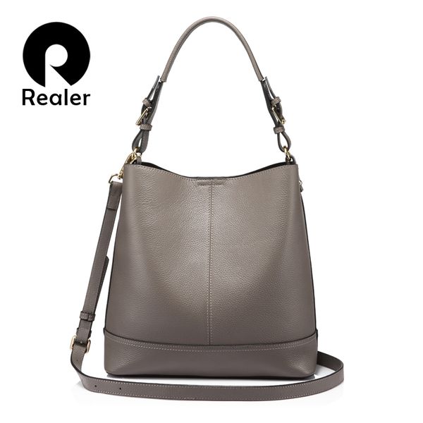 

realer bucket bag women handbags shoulder crossbody bags female genuine leather totes ladies messenger large handle bags new y190619