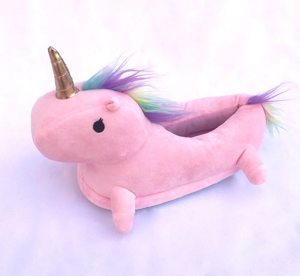 

home winter novelty slippers chausson licorne white shoes women unicorn slippers animals pantuflas femme 4 colors, Black