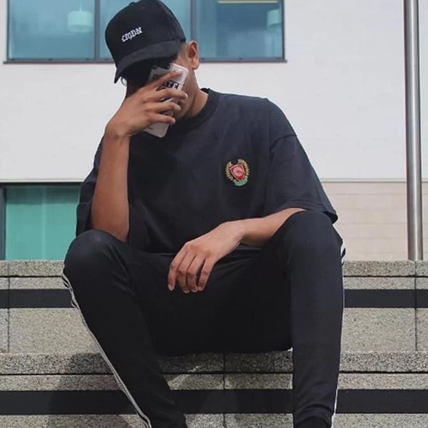 

logo embroidery vintage tee men women solid casual simple short sleeves high street skateboard t-shirt summer breathable tee hfymtx828, White;black