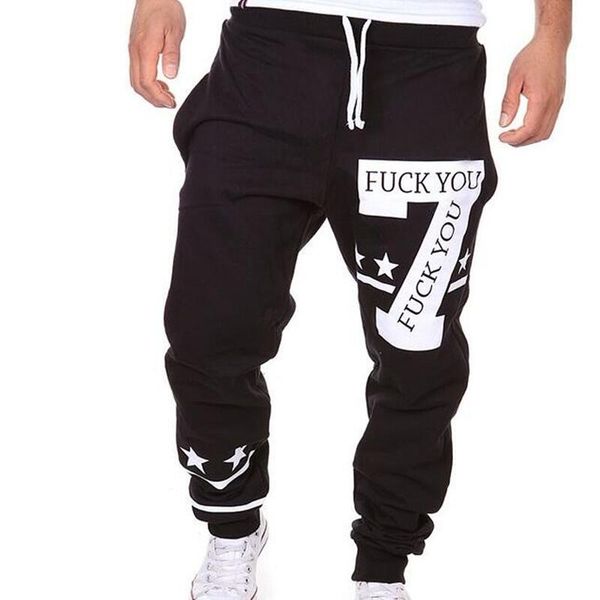 

mens joggers 2017 men's fashion star letters printing and leisure mens joggers department of bandwidth loose men pants, Black