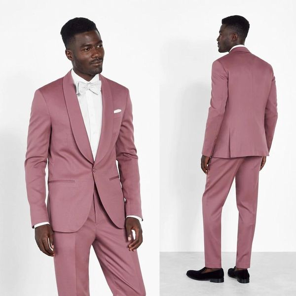 

pink groomsmen wedding tuxedos shawl lapel one button slim fit mens pants suits men custom made blazer for wedding(jackets+pants), Black;gray