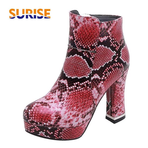 Ladies Snakeskin Ankle Boots Chunck High Heel Leather Shoes Gladiator Plus Sz