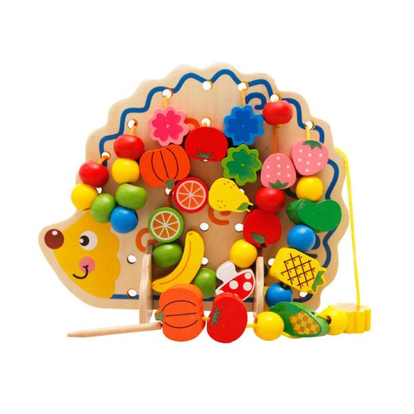 

деревянные строительные блоки hedgehog форма фруктов растительные beads строительство thread игрушки раннее обучающие головоломки игрушки дл