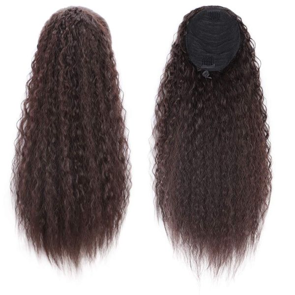 22 polegadas longo encaracolado rabo de cavalo Hairpiece mais cores 140g Enrole Cabelo Humano Cerca de extensões do cabelo para as mulheres Remy do cabelo da celebridade Ponytails