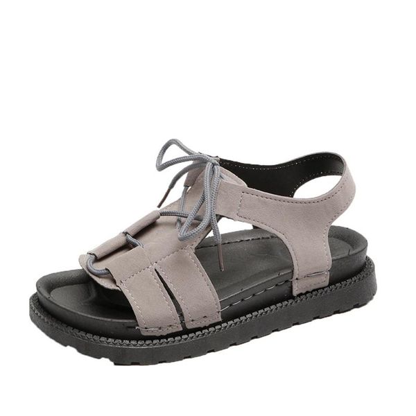 

sagace sandals leather women's flat big size rome sandals thick-bottomed beach shoes summer lace-up open-toe travel, Black