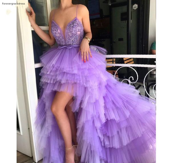 

high low prom dresses african black girls light purple tulle pageant holidays graduation wear formal evening party gowns, White;black