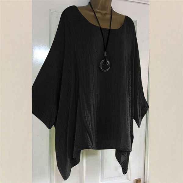 

2019 new blouse womens ladies casual plus size loose cotton linen solid color shirt blusas mujer de moda 2019, White