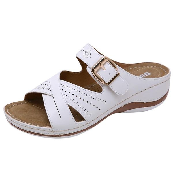 

jaycosin slippers shoes woman summer open toe hook loop comfy sandals casual wedges non-slip slippers outdoor beach, Black