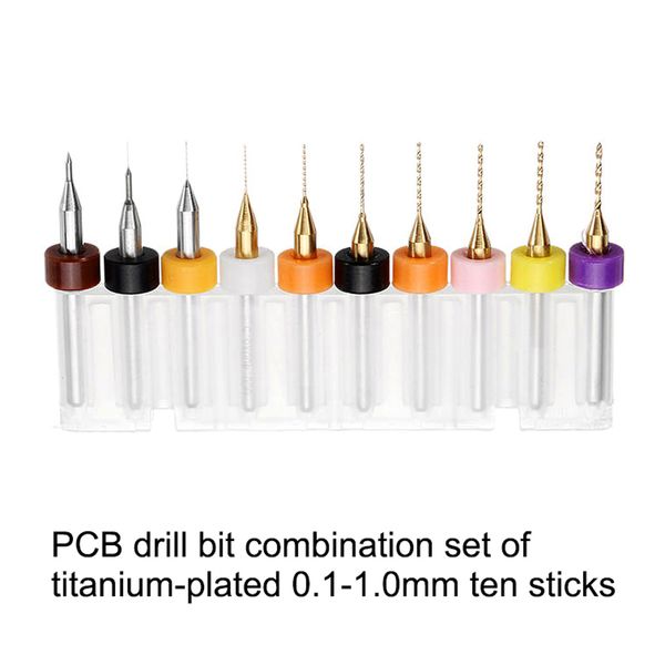 

10pcs titanium coated tungsten carbide micro pcb drill bits set 0.1-1.0mm 0.3-1.2mm drill wood punch tools for pcb circuit board