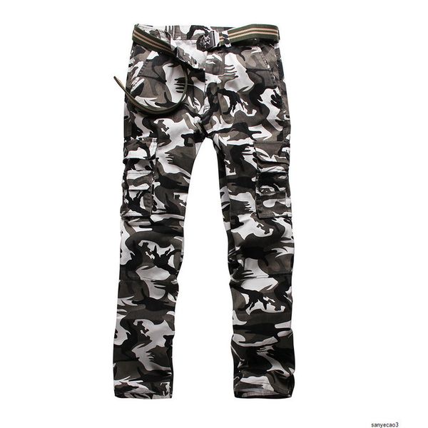 

mens designer multi-bag camouflage pants fashionable casual long overallsh, Black
