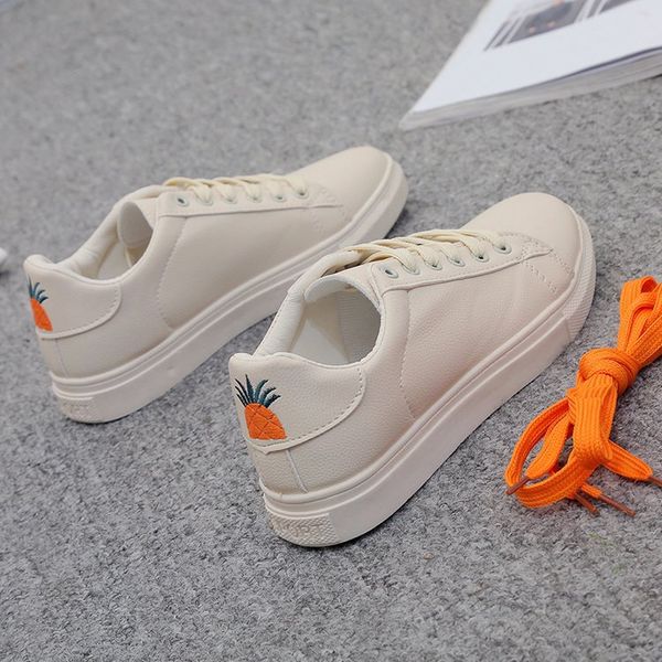 

white shoes women's 2019 new style women's shoes autumn korean-style embroidery pineapple wear-resistant students, Black