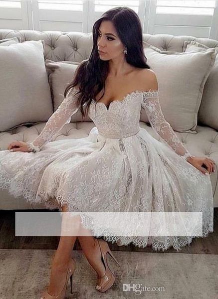 

off-the-shoulder lace a-line homecoming dresses long sleeves short cocktail dresses vintage lace graduation dresses prom party gowns, Blue;red