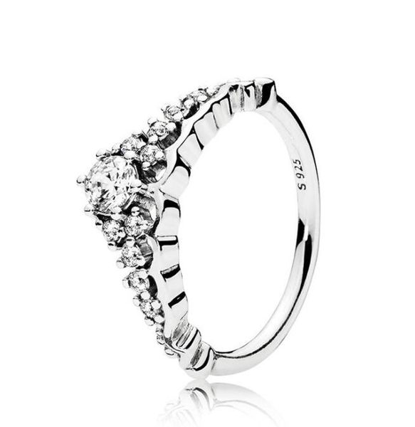 

оригинальные ювелирные изделия стерлингового серебра 925 fairytale tiara короны с кристалл кольцо для женщин свадебных подарков diy моды, Slivery;golden