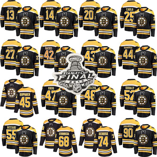 

men's 2019 final boston bruins jersey 74 jake debrusk 47 torey krug 43 heinen 44 nick holden 48 grzelcyk 52 kuraly hockey jerseys, Black;red