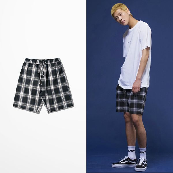 

new summer fashion checker grid short beach pants skateboard tide brand hip hop short men high street drak souls shorts male, White;black