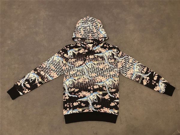 

mens designer jackets hooded dinosaur print cherry pattern brand coat hoodie zipper pocket men women luxury jacket windbreaker, Black;brown