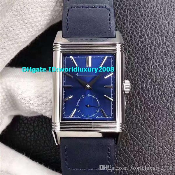 

rectangle reverso tribute mens watch 316l stainless steel sapphire crystal 854a-2 automatic blue dial designer swiss watch