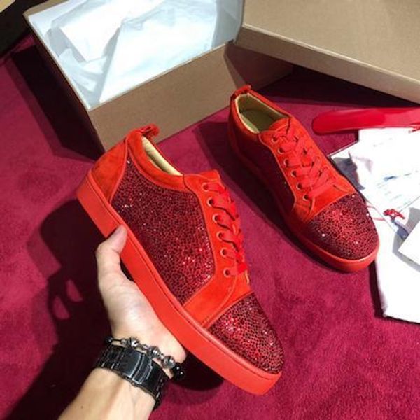 

cute sneakers red bottom shoe low cut suede spike shoes for men and women shoes party wedding crystal leather sneakers zone, Black