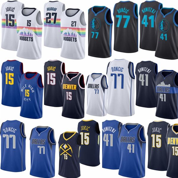 

New 15 jokic 27 jamal murray 77 doncic 41 dirk nowitzki 1 d 039 angelo ru ell city ver ion 100 titched jer ey