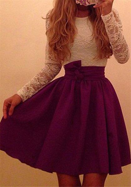 

new girls white summer bohemian mini dress women fashion spring solid white mini lace casual clothes o-neck long sleeve dresses, Black;gray