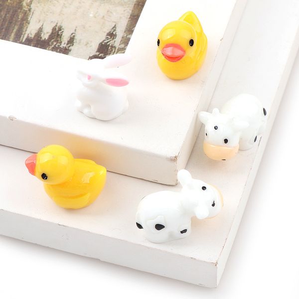 

мини 50шт animalresin утка кролик коровы плоская спина diy миниатюрная искусственная ручная роспись смолы кабошон ремесло играть кукольный д