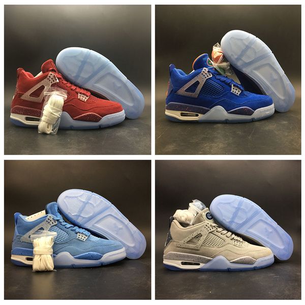 

4 unc florida gators pe navy blue mens basketball shoes 4s oklahoma sooners pe red grey outdoor sports shoes size7~13