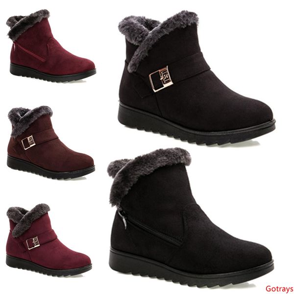 

2020 non-brand winter women snow boots triple black wine red brown suede ankle boots mother shoes keep warm 36-40 style 44