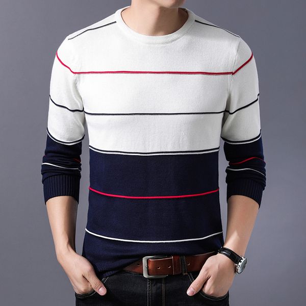 

2019 new fashion brand sweater mens pullover striped slim fit jumpers knitred autumn casual men clothes christmas sweater, White;black