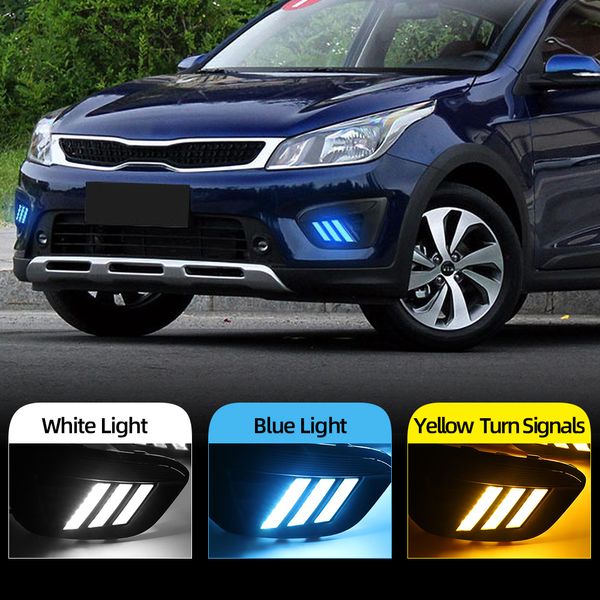 1 paio di luci diurne per auto 12V DRL Evidenziare le luci di marcia diurna di guida automatica su auto DRL Super luminoso per la Russia KIA RIO X-Line 2018 2019