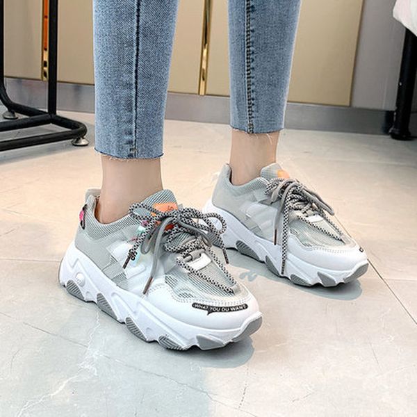 

autumn chunky sneakers women platform casual shoes women 2019 fashion white shoes zapatos de mujer sneakers tenis basket femme y200424, Black