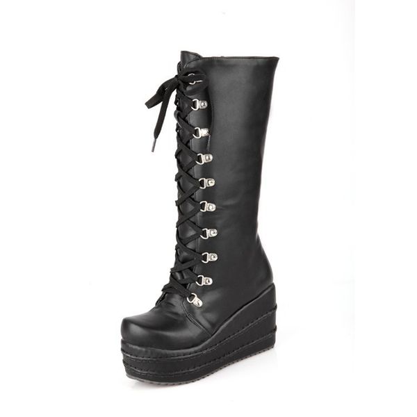 

high boots woman high with boots zipper muffin leisure season size, Black