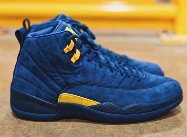 

2018 12 rtr michigan nrg psny navy blue 12s men basketball shoes authentic collego navy amarillo bq3180 -407 real carbon fiber sneakers, Black