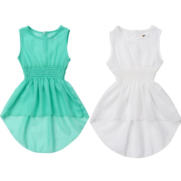 

2018 новые летние boho причинные младенческие малыши ребёнков шифоновое платье без рукавов твердых колен sundress outfit ого-5y, Red;yellow