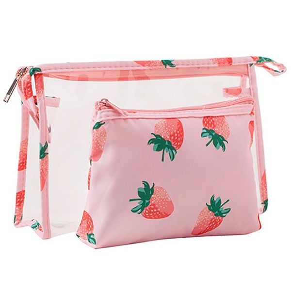 

bageek pvc portable waterproof and dustproof travel two-piece cosmetic bag cartoon fruit animal cosmetic bag lady woman bags