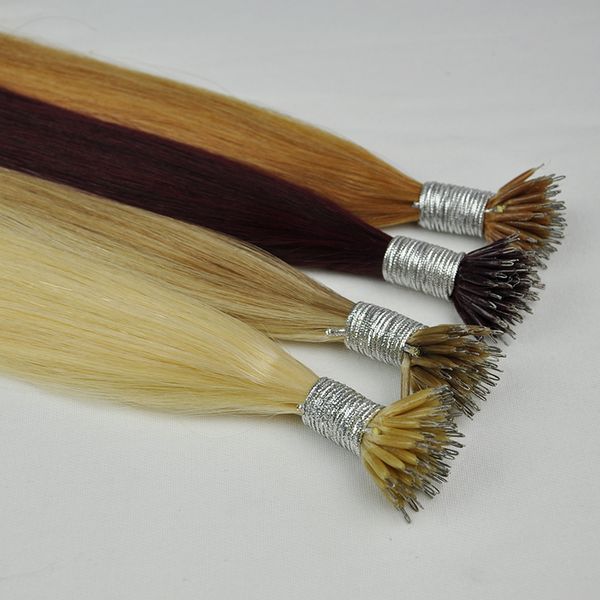 

double drawn silk straight brazilian nano ring hair extensions 1g strand 100g lot 20" quality, Black