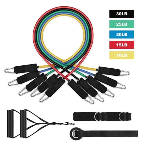

11 pcs tension resistance band set and exercise stretch fitness home set for gym fitness, training, yoga