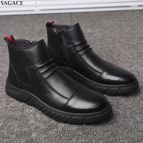 

sagace men's large size british style hand-stitched casual shoes men pu leather shoes men comfortable lazy, Black