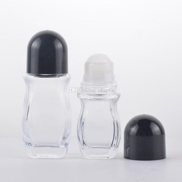 

30ml 50ml refillable glass roll-on deodorant bottles 1oz 1.69oz empty roller ball bottle container for homemade natural deodorant sunscreen