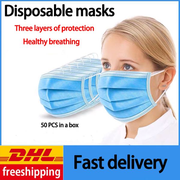

Точечная Оптовая продажа 50 шт в коробке, одноразовые маски, защита от пыли и загрязнения ежедневные маски для здоровья путешествия DHL быстрая доставка