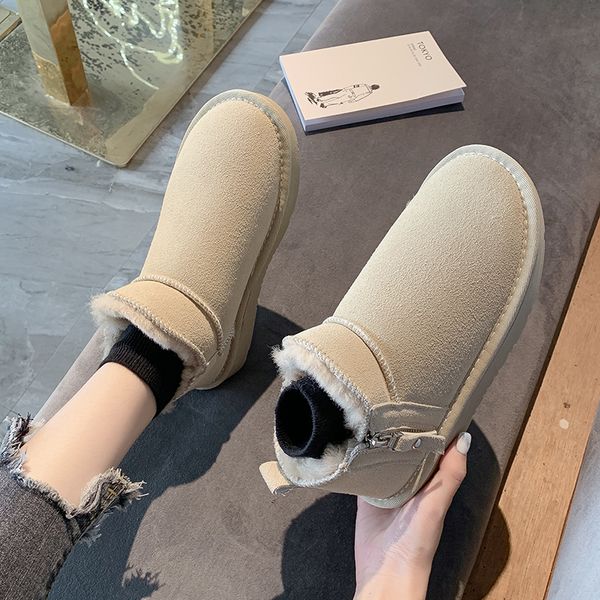 

platform female fur boots non-slip fashion female shoes women boots furry snow winter shoes ankle for womens u11-21, Black
