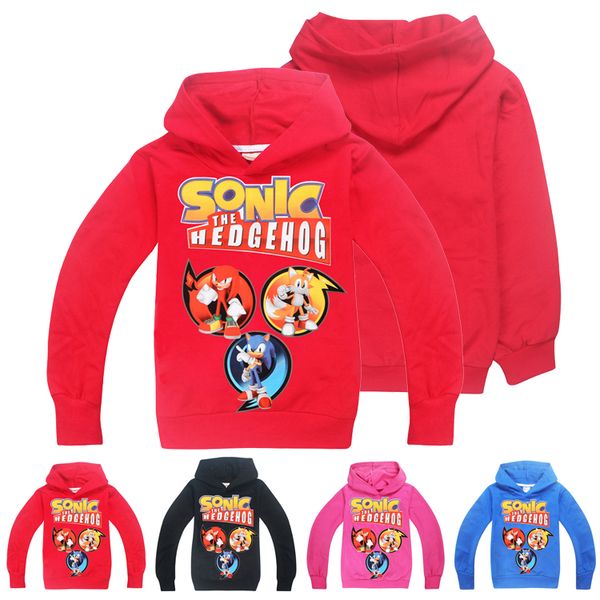 

sonic the hedgehog printed kids hoodies spring and autumn 3-12t kids boys girls pullover hoodies kids designer clothes ss316, Black